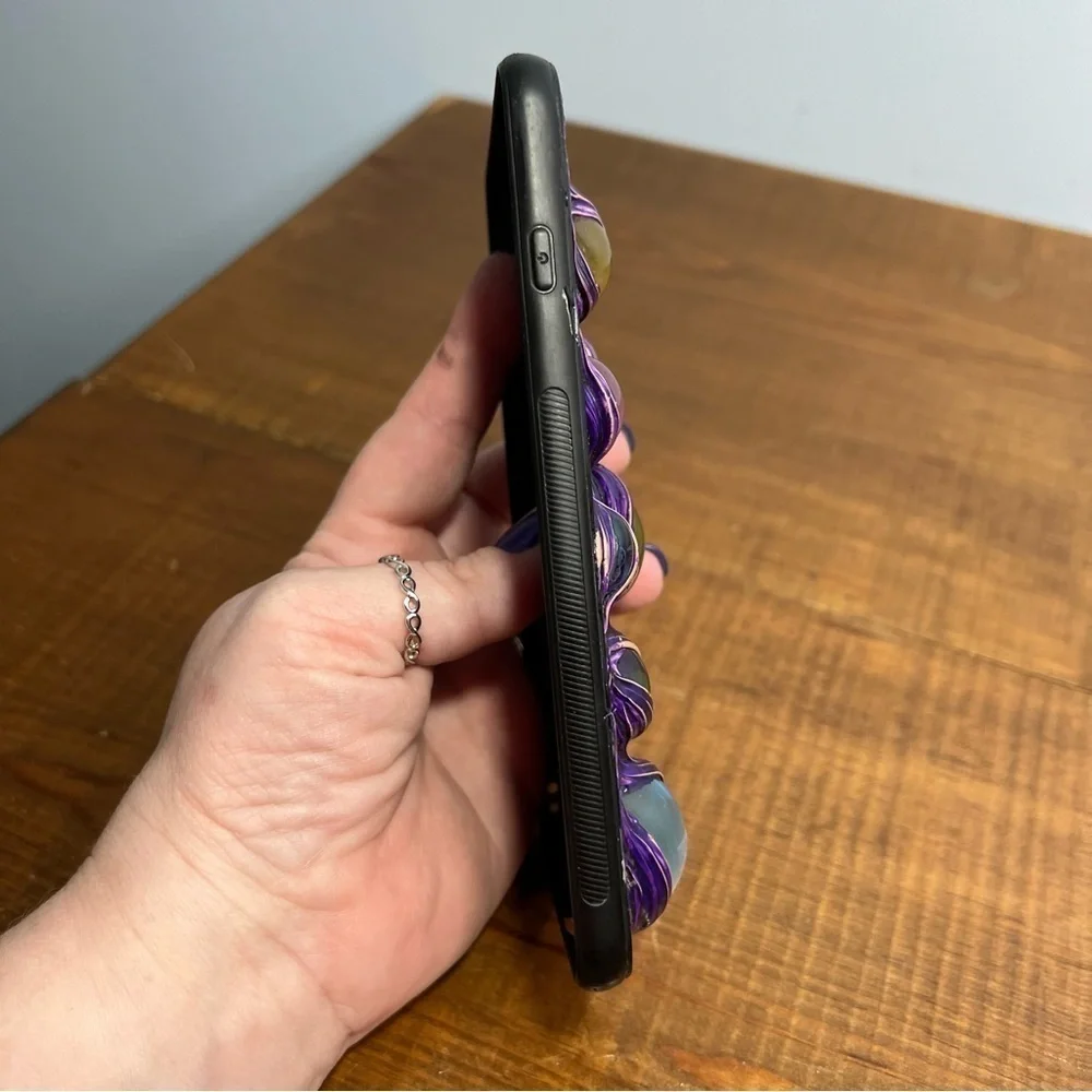 iPhone 8 Plus custom handmade phone case 3D dragon eyes in purple silicone